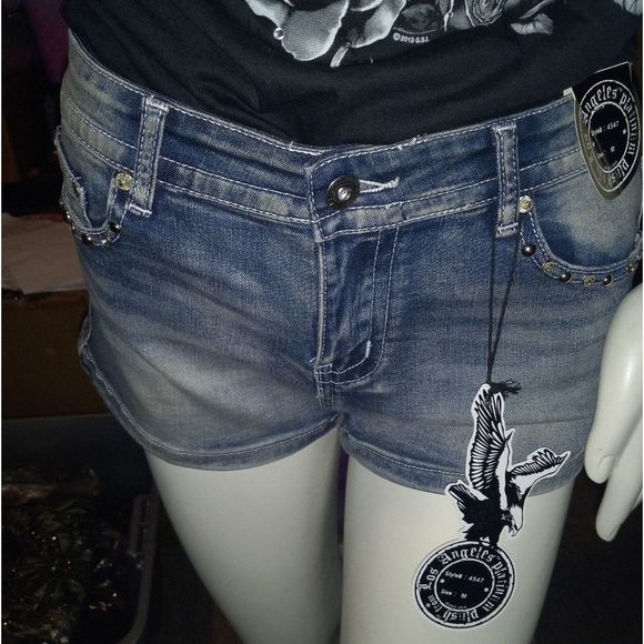 Free Rider Motorcycle Rhinestone Shorts - Picture 5 of 7